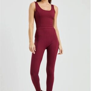 Year of Ours Ribbed Reformer Onesie - Dark Cherry - size Medium